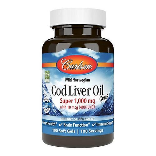 Carlson Super Norwegian Wild Cod Liver Oil Gems,1000 Mg ,100 Softgels (Pack of 1)