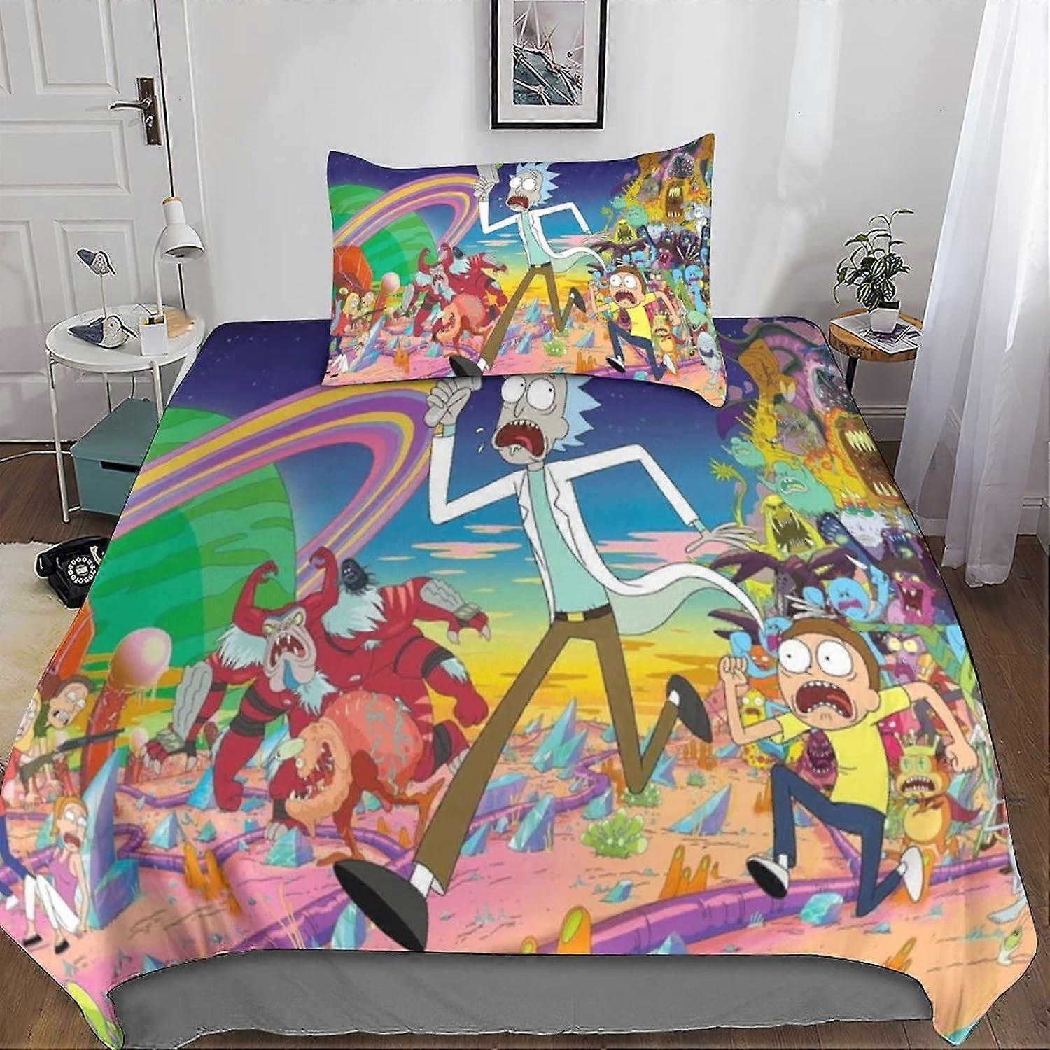 Kerota Rick and Morty Printed Bedding Set, Piece Sets with Zipper Microfiber Rick and Morty Duvet Cover, with Pillowcase for Adults and Children 13...