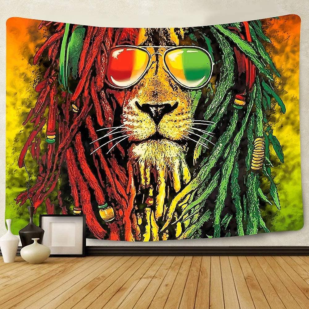 Dawnell Rasta Tapestry Rastafari Lion Head Bob Wall Hanging Tapestry For Living Room Bedroom Dorm Decor Psychedelic