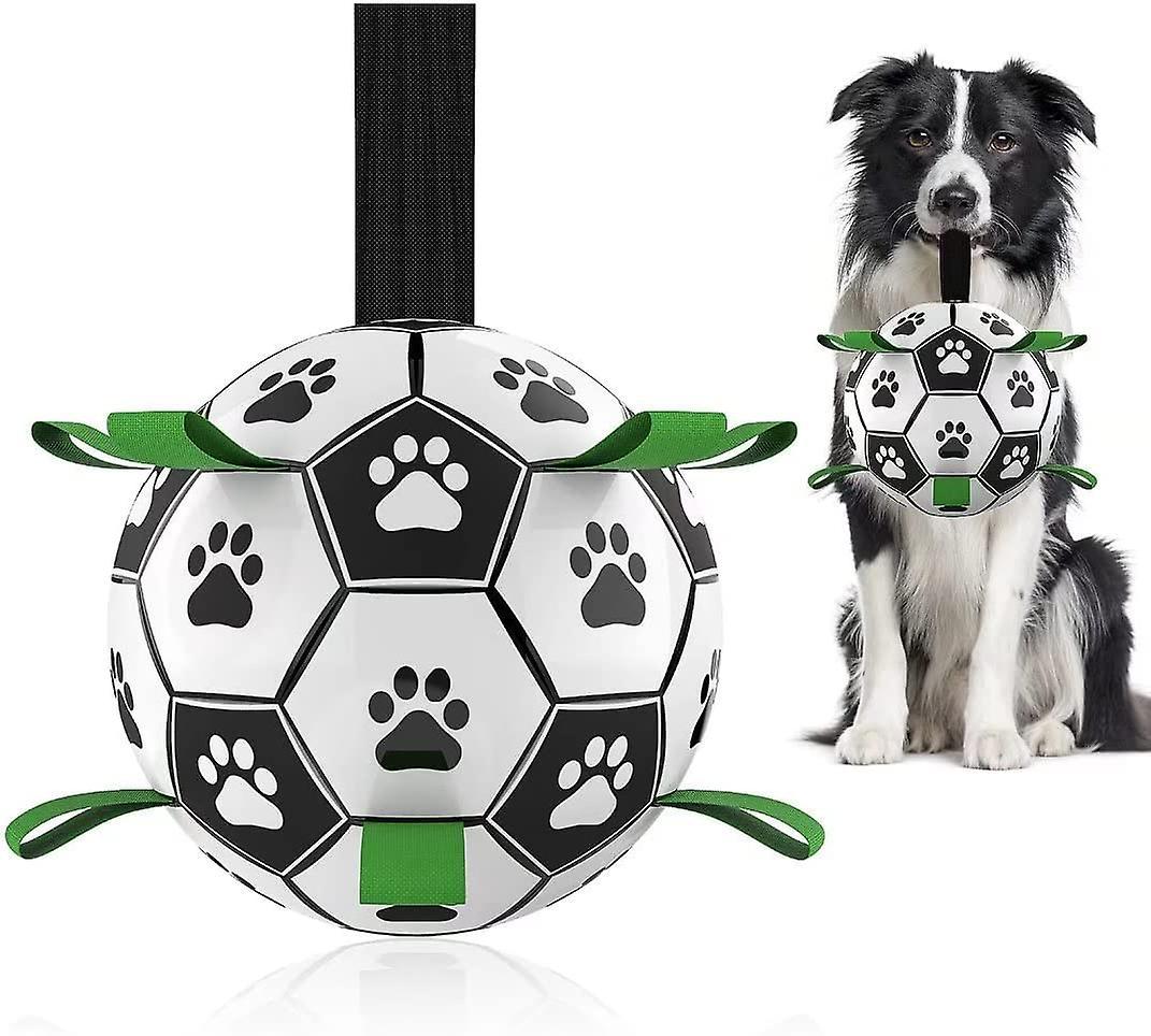 Wjiaer Dog Toys Soccer Ball With Grab Tabs, Interactive Dog Toys For Tug Of War, Puppy Birthday Gifts, Dog Tug Toy, Dog Water Toy, Durable Dog Ball...