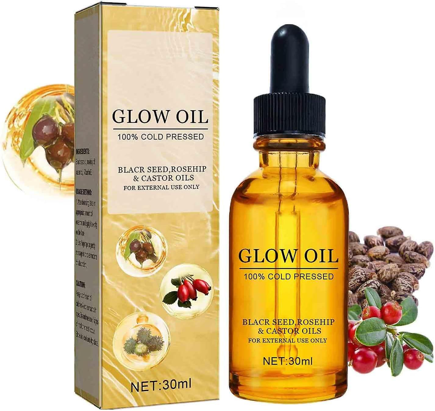 Frusde Black Seed Oil, Rosehip Oil, Glow Oil Castor Oil 100% Cold Pressed for Face Anti-Aging Miracle Facial Moisturizer Serum Fortifying Hydrates ...