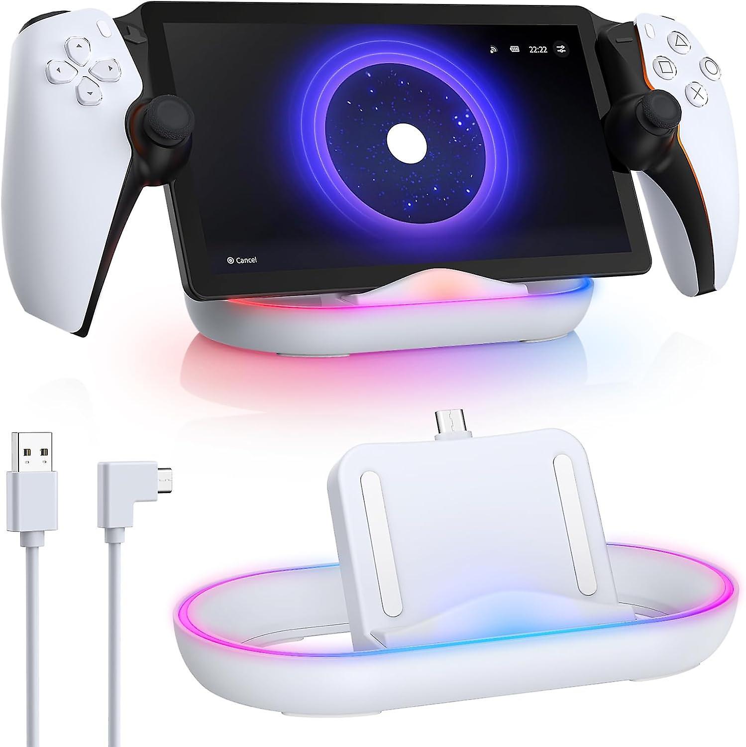 Hoh PS Portal Charging Stand, Charging Dock Station For Playstation Portal Remote Player with RGB Light, For PS Portal Accessories White