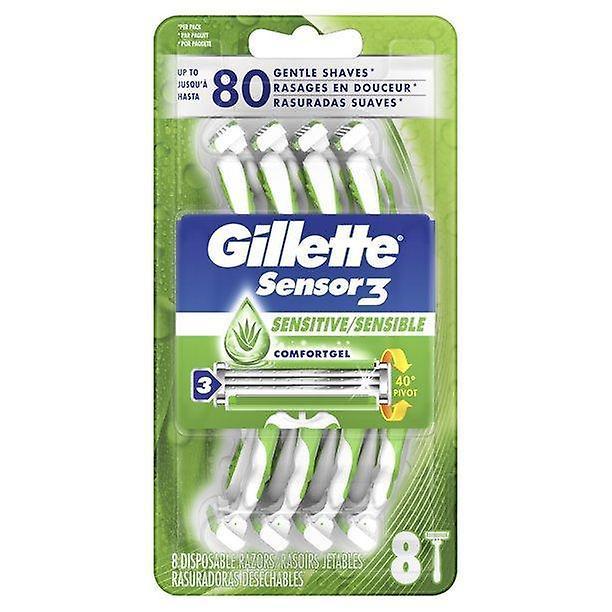 Gillette Sensor3 Sensitive Mens Disposable Razors, 8 Ct