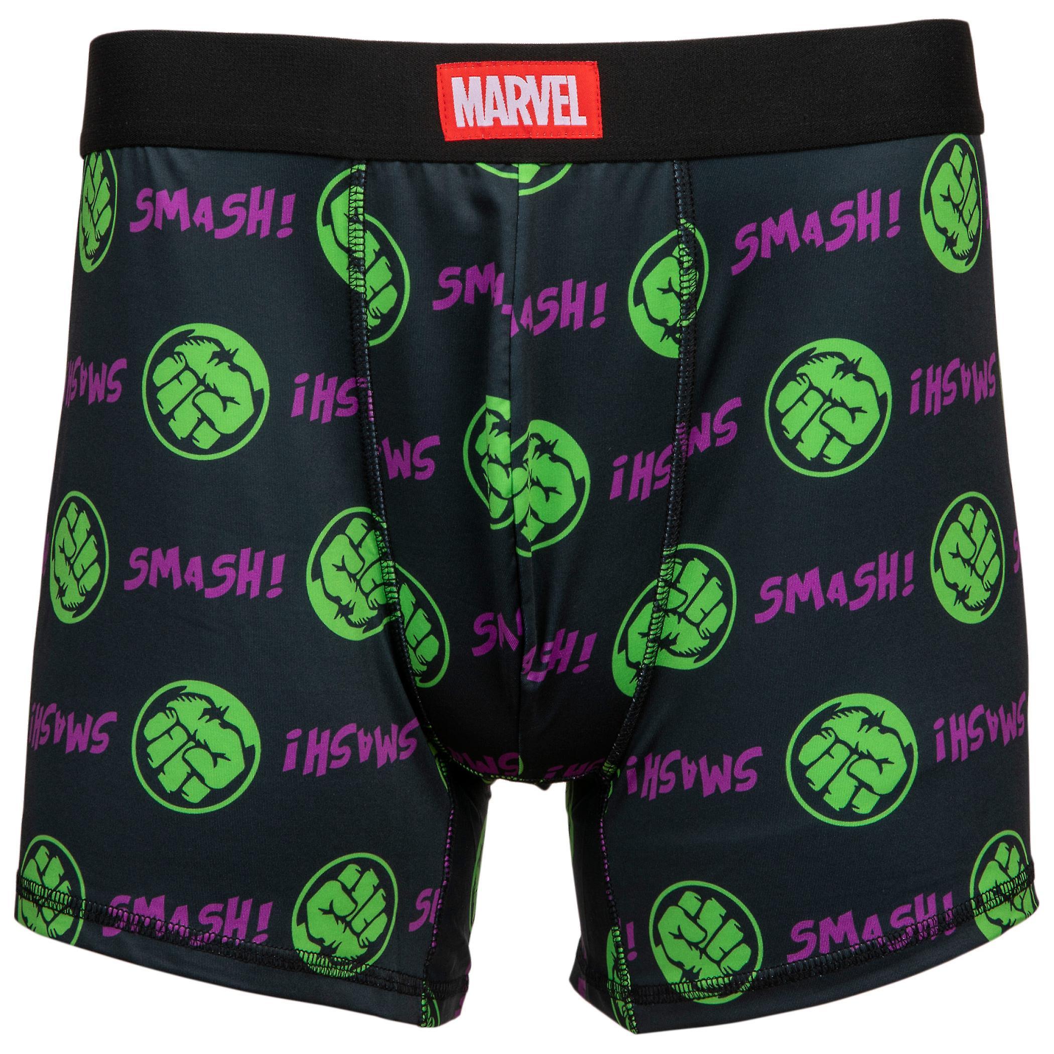 Marvel Incredible Hulk Fist Smash Men's Underwear Boxer Briefs Black Small (28-30)