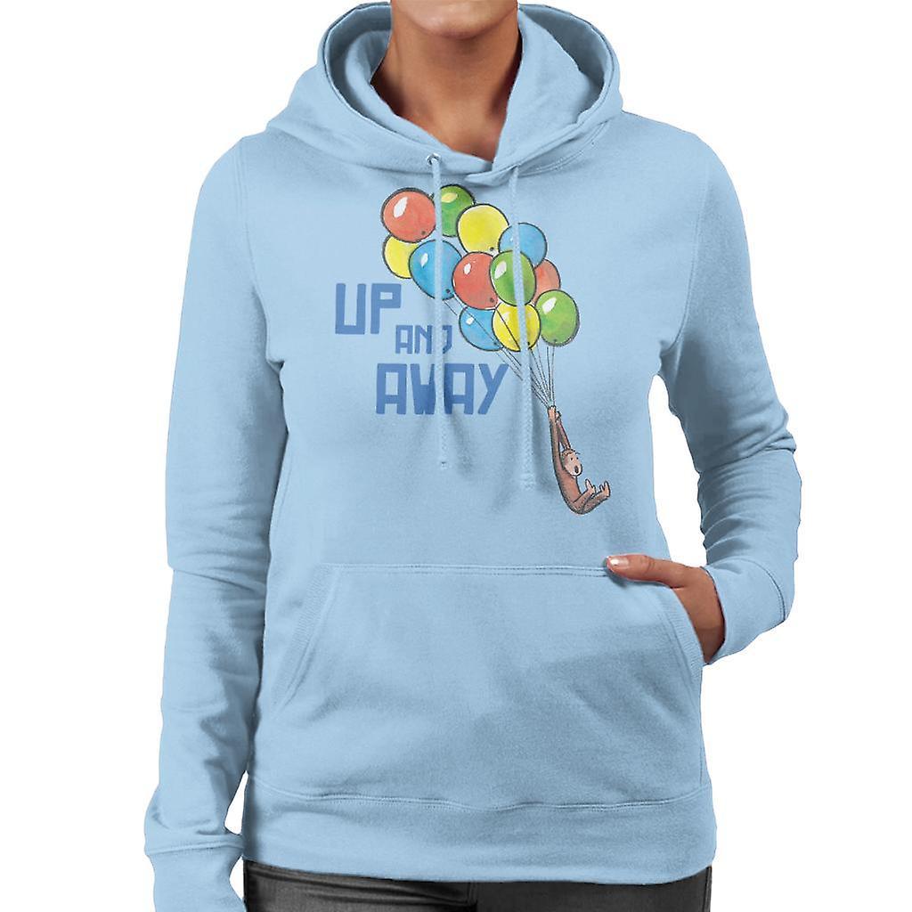 Curious George Up And Away Balloons Women's Hooded Sweatshirt Sky Blue XX-Large