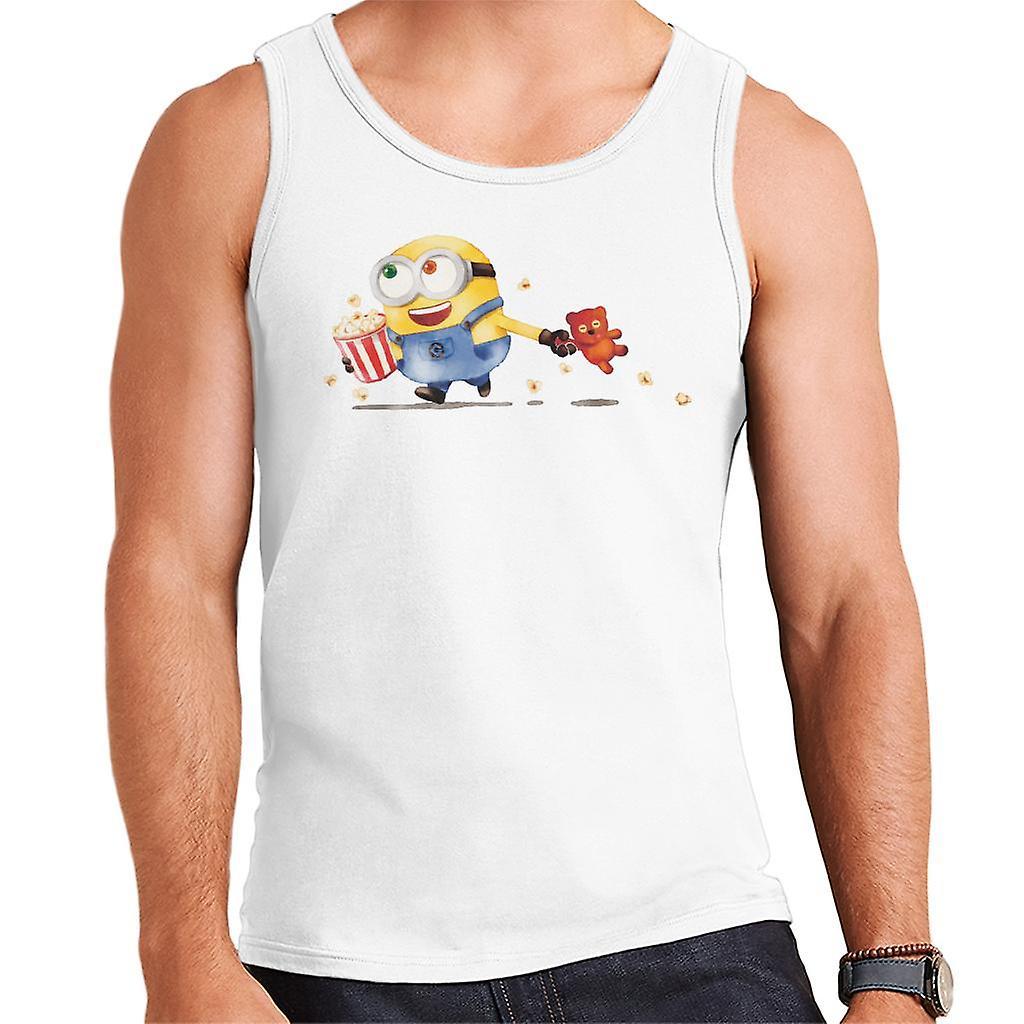 Despicable Me Bob The Minion Teddy Bear Popcorn Men's Vest White XX-Large