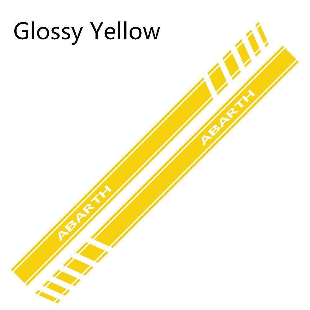 Jelivey 2pcs Car Door Side Stickers For FIAT Abarth 500 595 Long Sport Stripes Styling Vinyl Film Decor Decals Auto Tuning Accessories Glossy Yellow