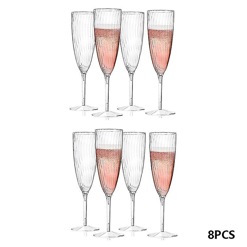 Uclac 1/8PCS Plastic Champagne Glasses Flutes Disposable Perfect for Wedding and Shower Party Supply Clear Cups Drinkware Gift