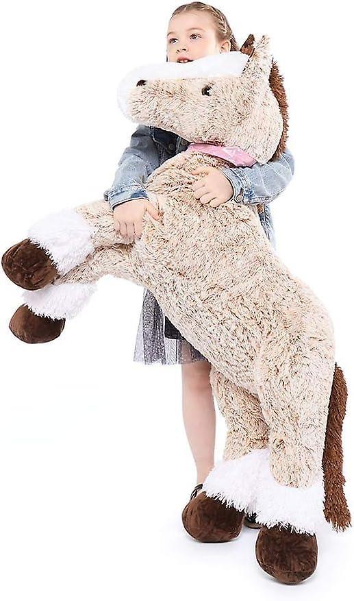 Gemdeck Giant Horse Stuffed Animal, Long Horse Plush Pillow Toy Brown 120cm