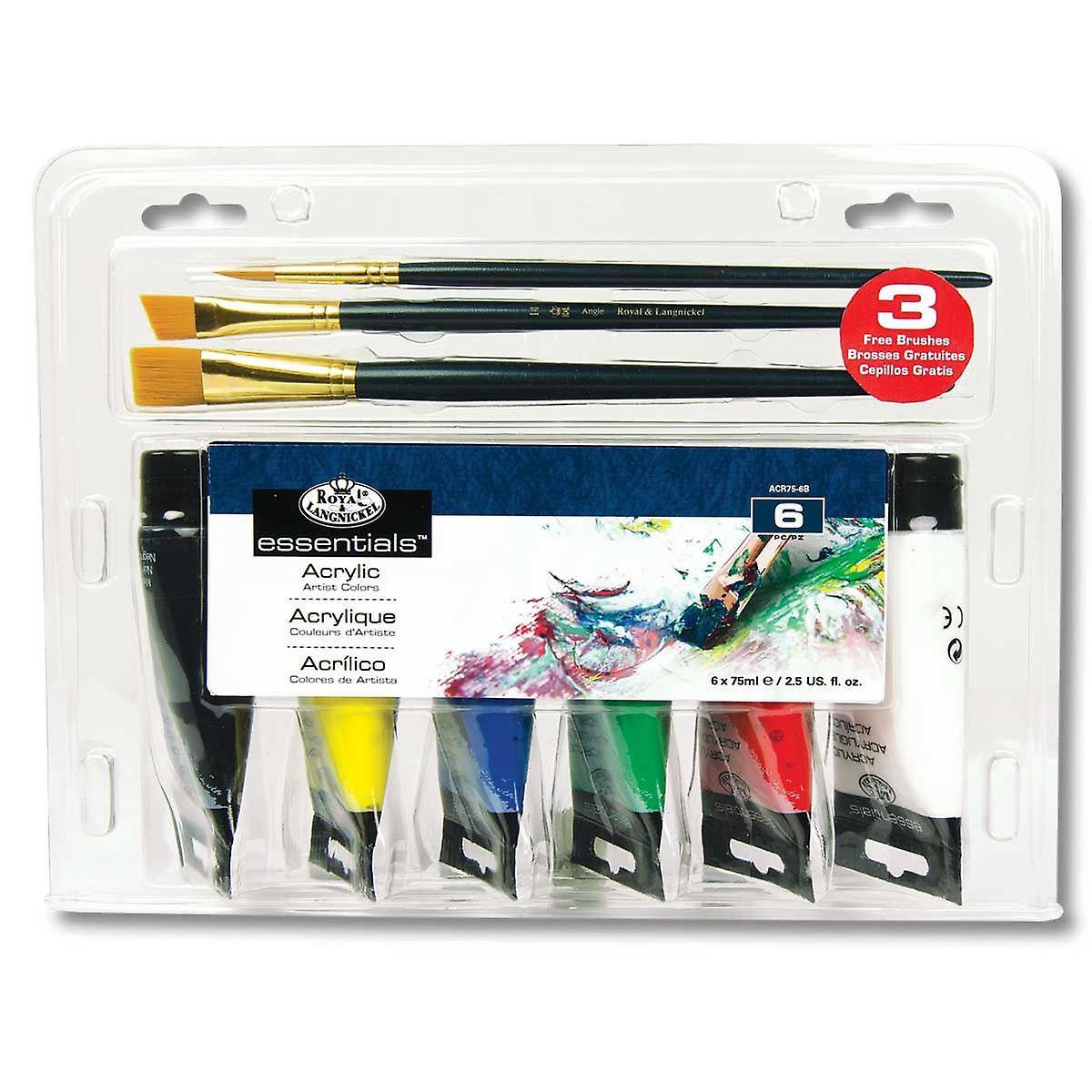 Royal & Langnickel Artist Acrylic Paint 6 x 75ml Set with Brushes