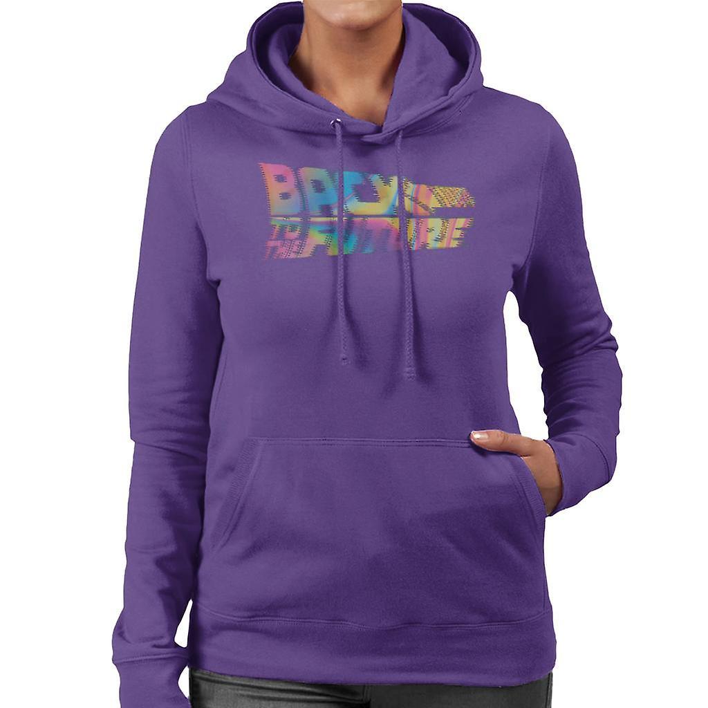 Back to the Future Logo Psychedelic Blur Women's Hooded Sweatshirt Purple XX-Large