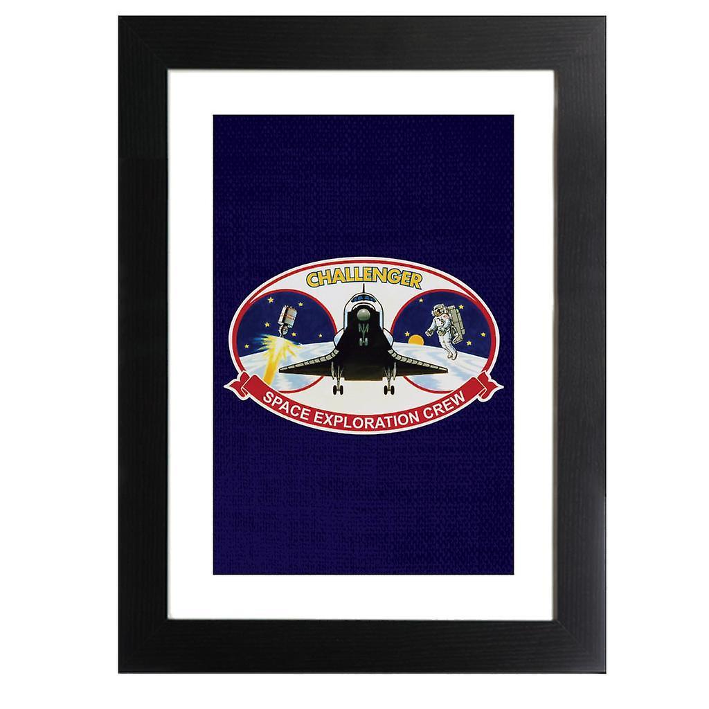 NASA STS 41B Challenger Mission Patch Framed Print Navy Blue 39 x 52 cm