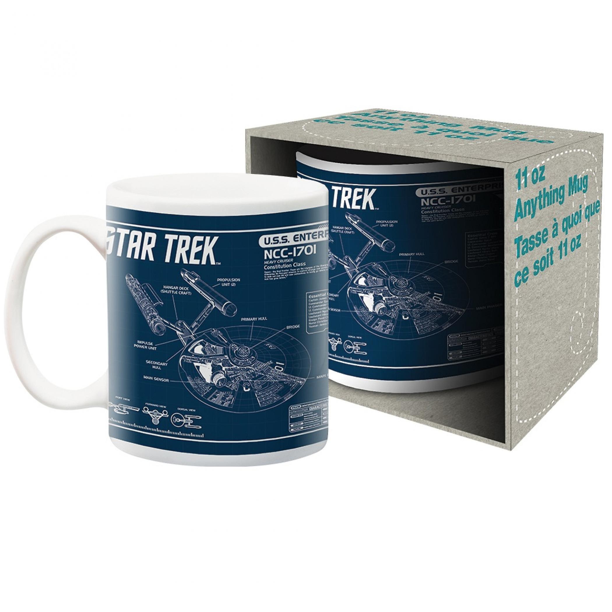 Tv Shows Star Trek U.S.S. Enterprise Blueprint Ceramic Mug Multi-Color