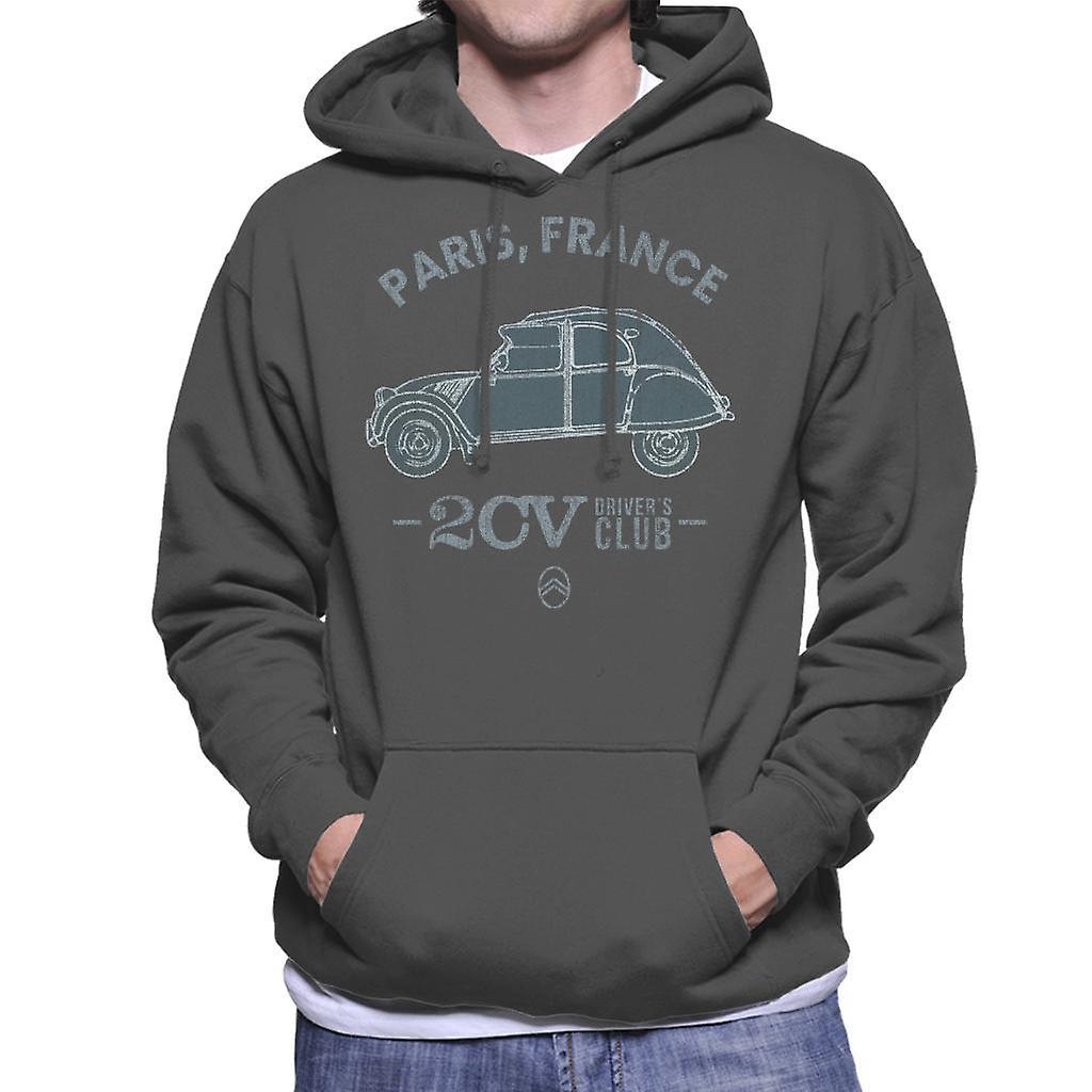 Citro�n Citroen 2CV Drivers Club Paris France Men's Hooded Sweatshirt Charcoal XX-Large