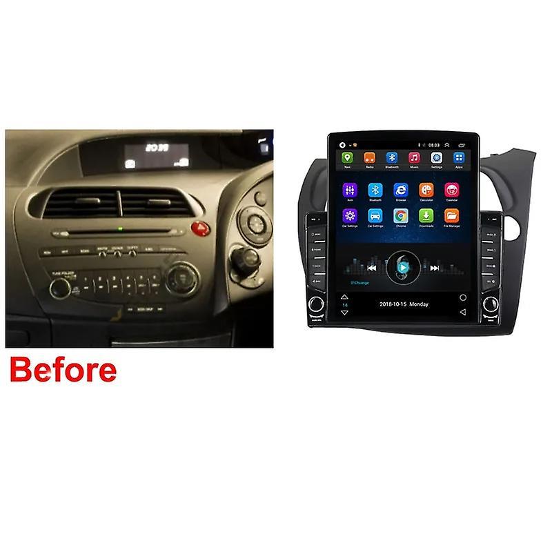 JIULUNET Android For Honda Civic Hatchback 2006-2012 Tesla Type Multimedia Stereo Car DVD Player Navigation