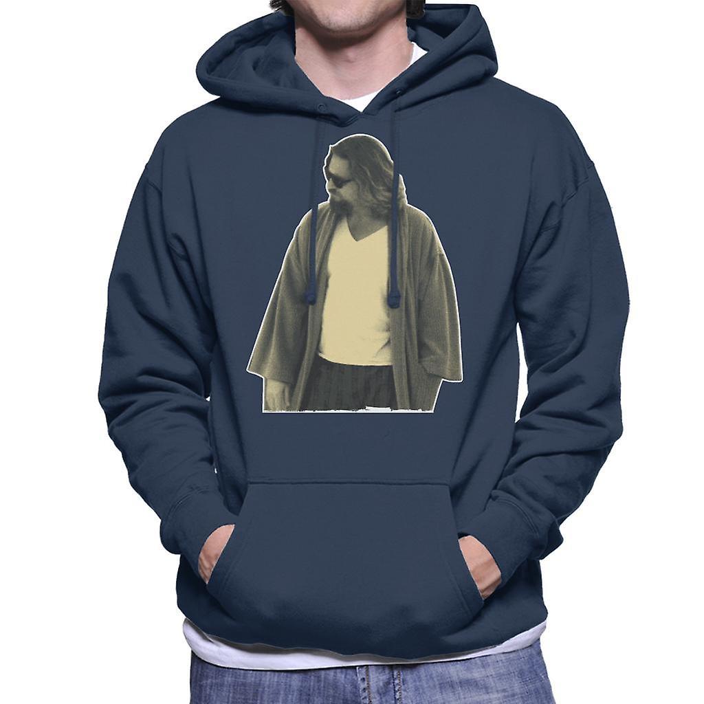 The Big Lebowski The Dude In Robe Men's Hooded Sweatshirt Navy Blue Large