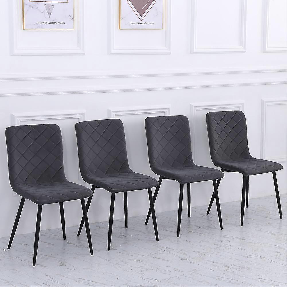 Living And Home Set of 4 Grey Velvet Accent Dining Chairs