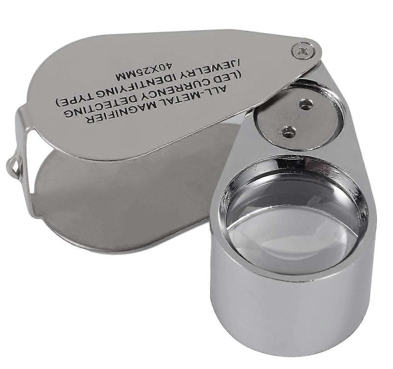 Tinor 40x Magnification Metal Folding Loupe With Led & Uv Light Magnifier