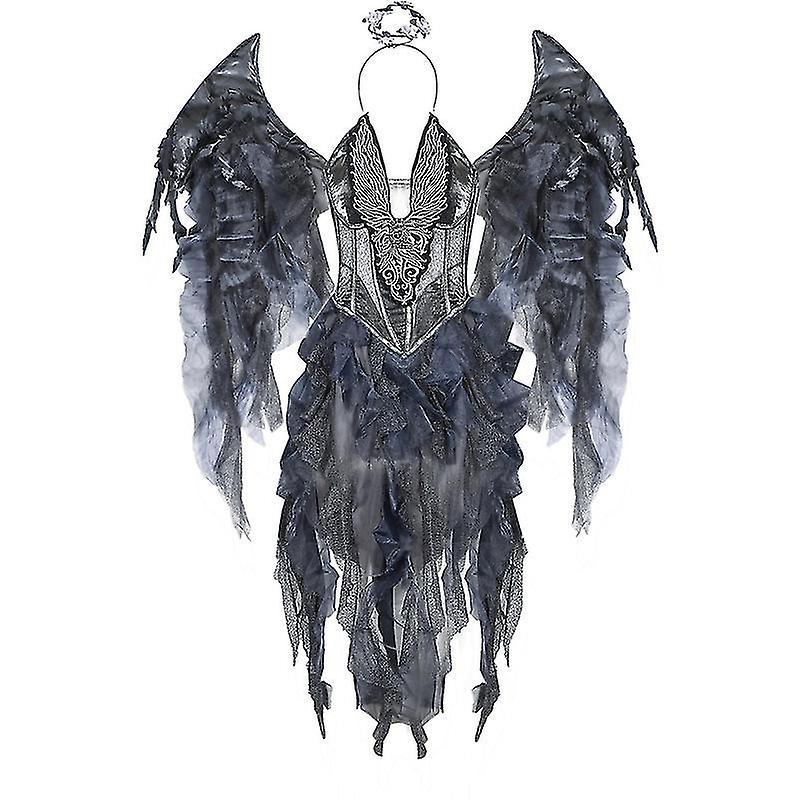 Jielin Womens Dark Fallen Angel Fancy Dress Halloween Carnival Cosplay Costume XL