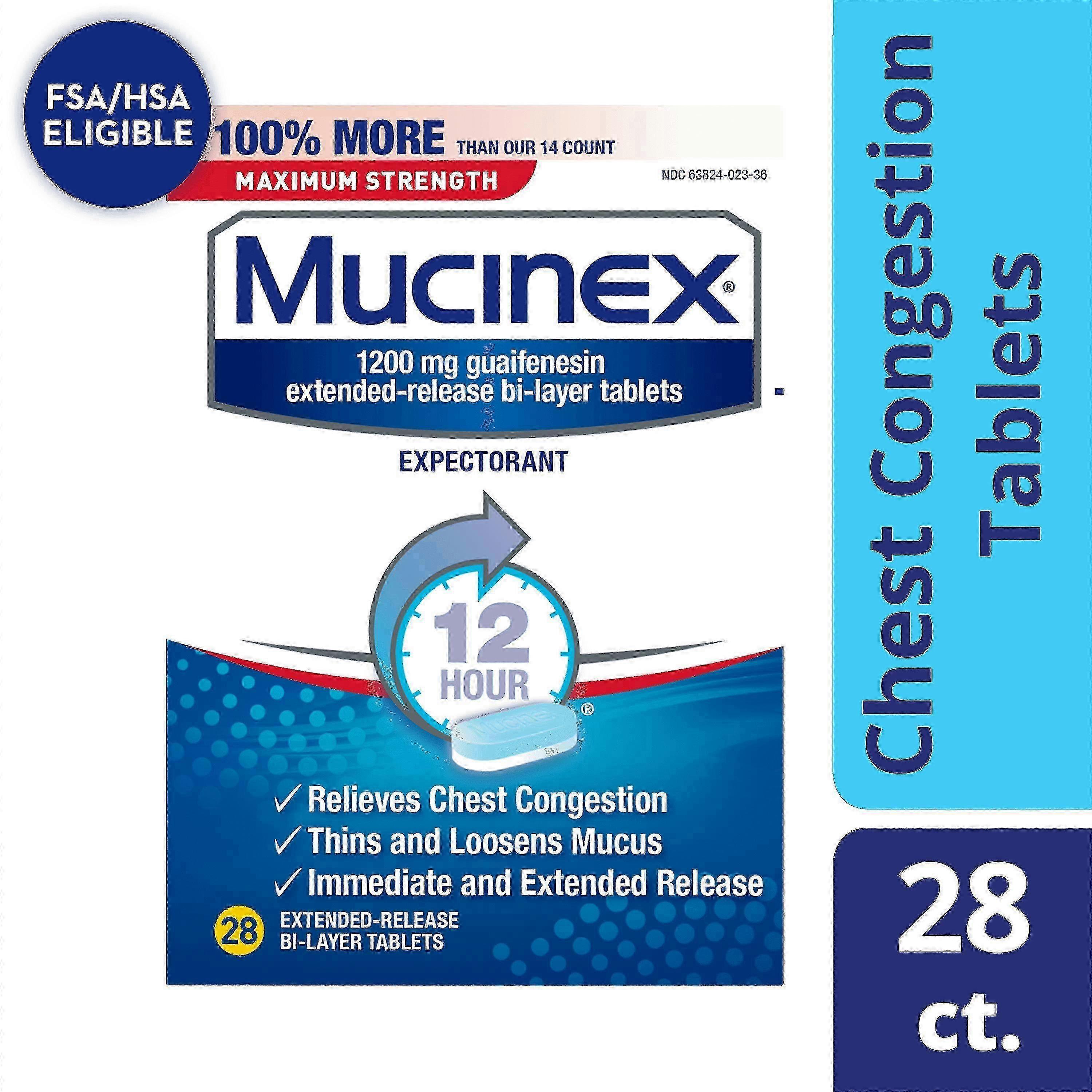 Mucinex chest congestion, maximum strength, tablets, 28 ea