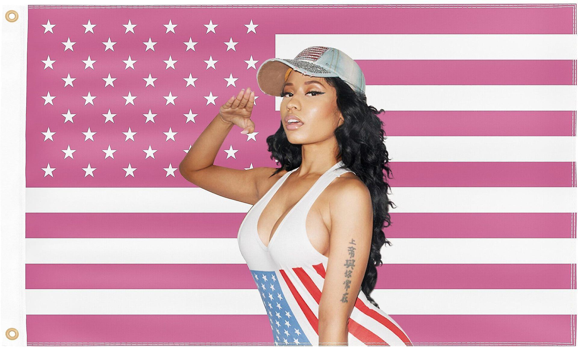 Frusde Nicki Minaj Flag Pink Niki American Flag Nicki Rapper Minaj Flag Nicki Pink American Flag 3x5ft Nicki Flag Minaj Banner Decor