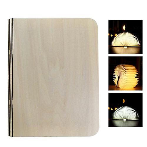 GreenZech Fordable night led book-light usb rechargeable magnetic 3 color Wood cover-yellow 14.7x11x2.5cm