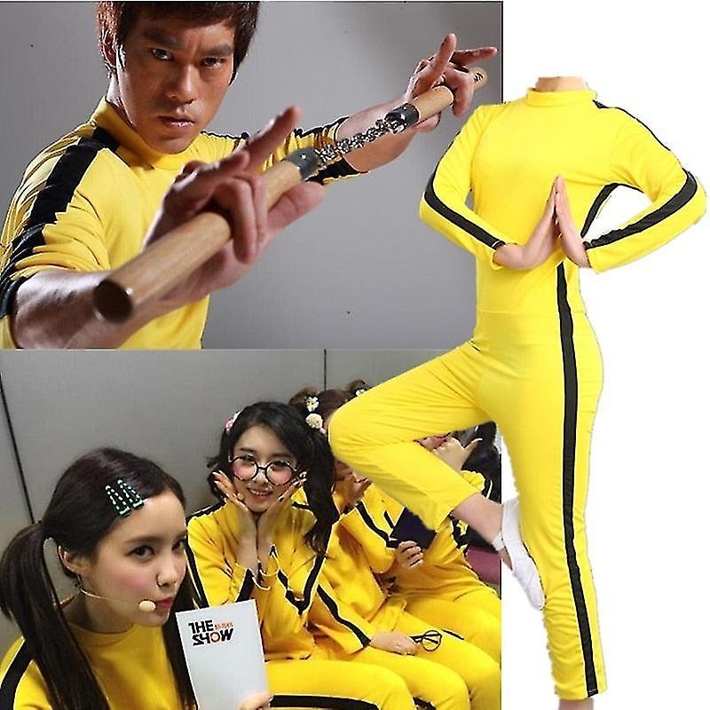 Sszfv Unisex Adult Kids Bruce Lee Jeet Kune Do Chinese Kung Fu Jumpsuit Cosplay Costume Zentai Suit 140