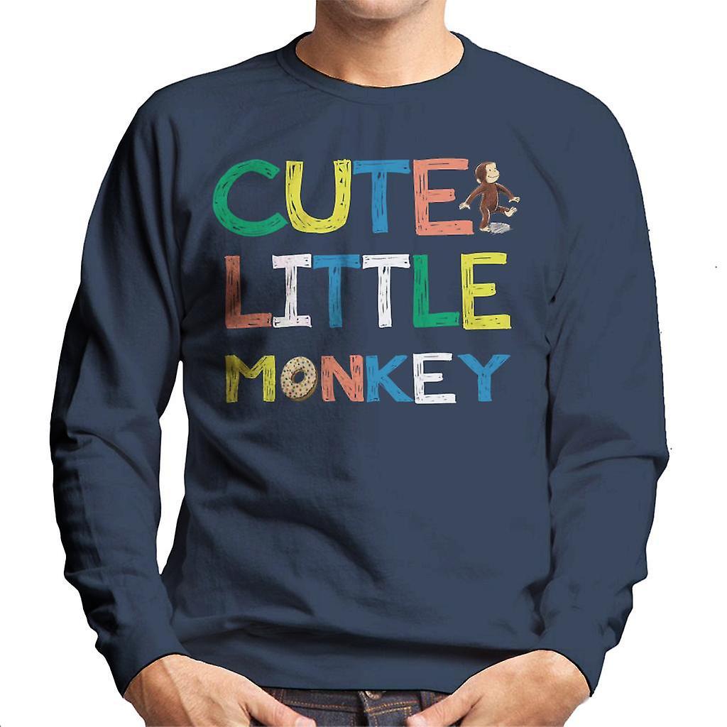 Curious George Cute Little Monkey Men's Sweatshirt Navy Blue Large