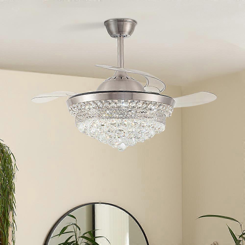 Living And Home Crystal LED Ceiling Fan Light , Dimmable 42 Inch