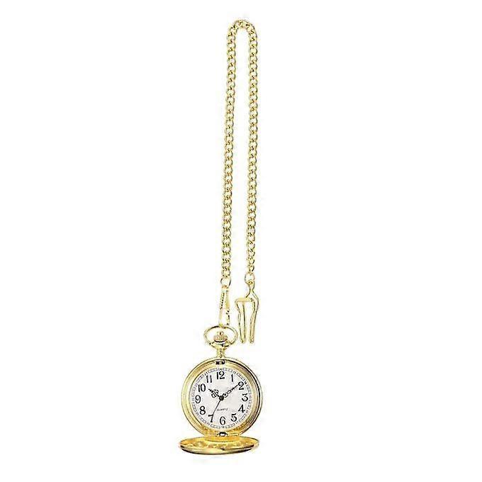 Aiducho Polished Full Hunter Quartz Pocket Watch, Dual Case, 14" Length Chain