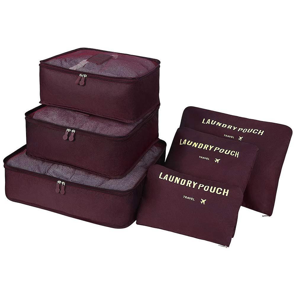 Langray Travel Organiser Packing Bags,6 Pcs Travel Packing Cubes Set For Clothes Travel Luggage Organizers Storage Bags Wine Red