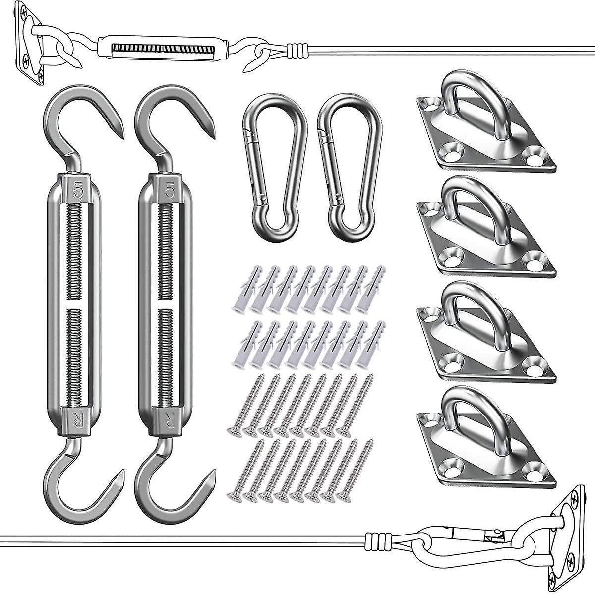 unbrand Shade Sail Fixing Kit - 304 Stainless Shade Sail, Shade Sail Fixing Kit For Triangle, Square & Recta