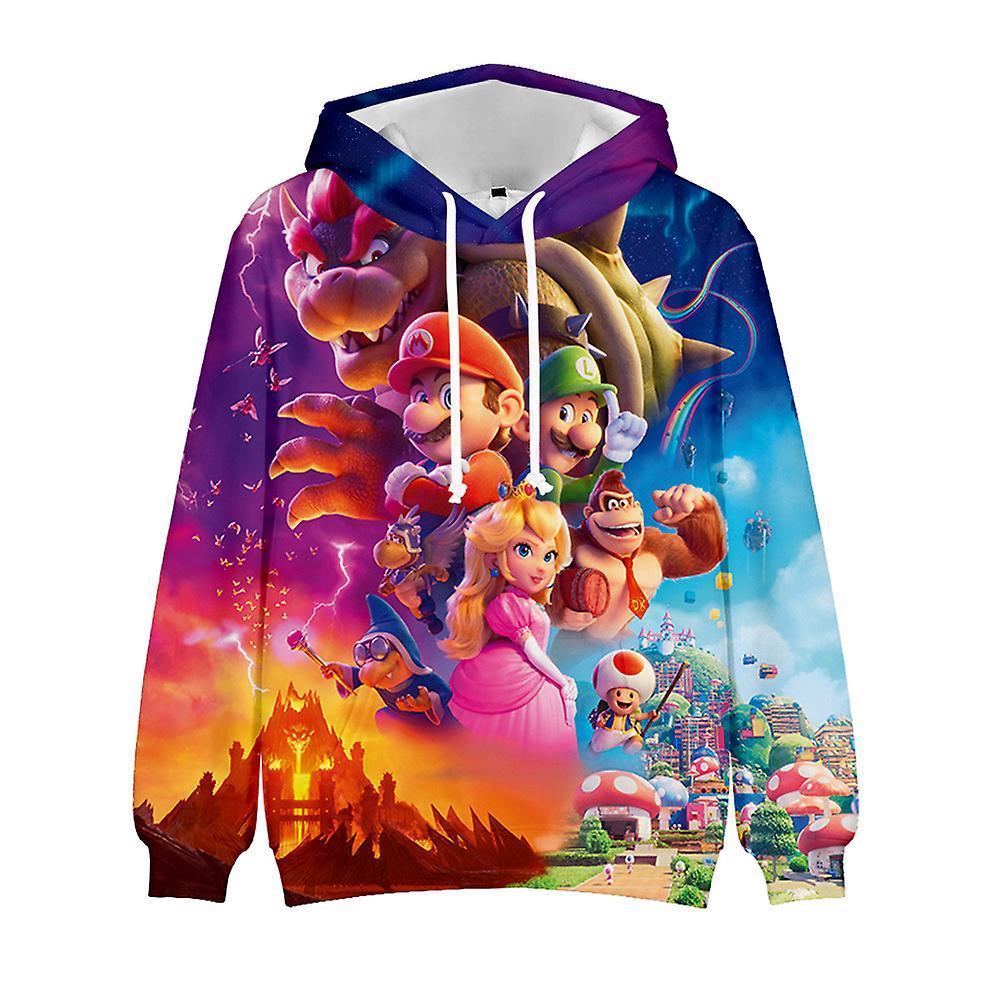 Bestdaily Super Mario Bros Kids 3d Printing Hoodies Boys Girls Casual Hooded Pullover Jumper Sweatshirt Tops Xmas Gifts A 7-8 Years