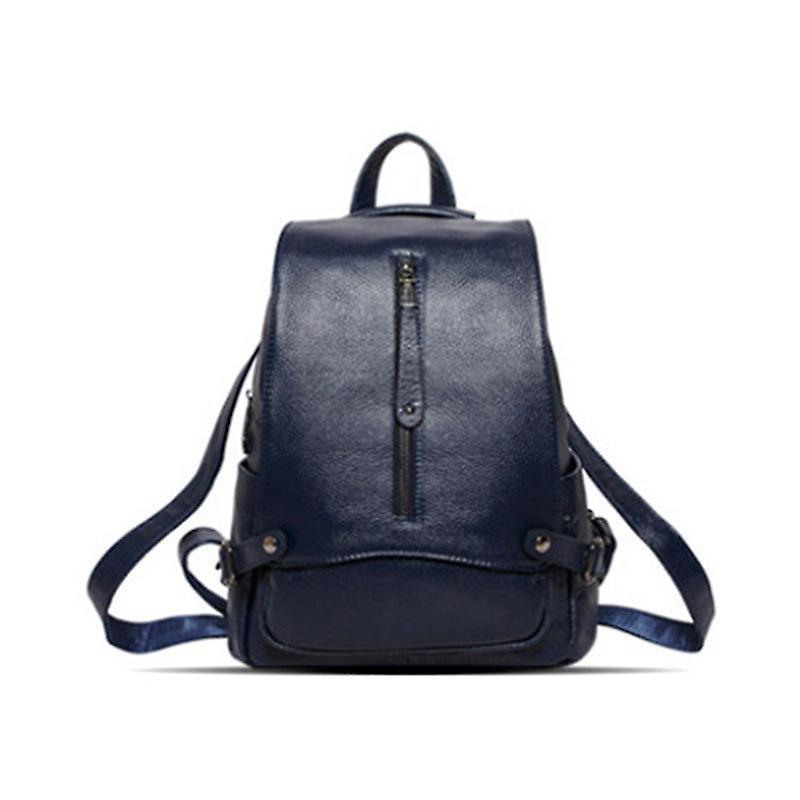 The Brands Market Women's high quality solid color fashion leather backpack Royal blue