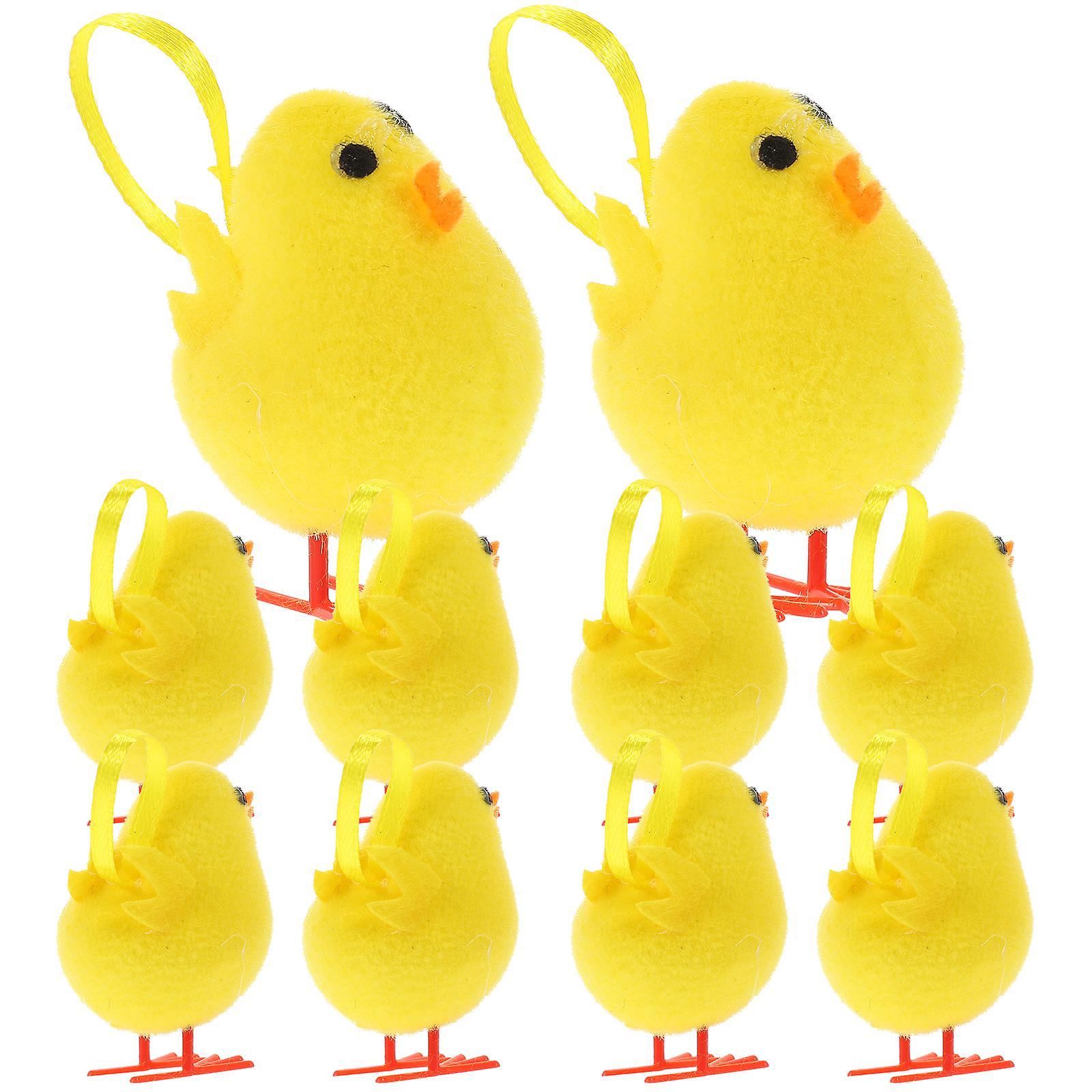 Tinksky 12Pcs Easter Decoration Hanging Plush Chick Ornament Lovely Chicken Pendant Ornament 5X3X3CM