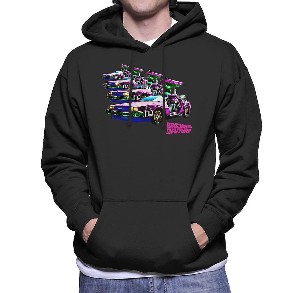 Back to the Future Delorean Mirrored Men's Hooded Sweatshirt Black X-Large