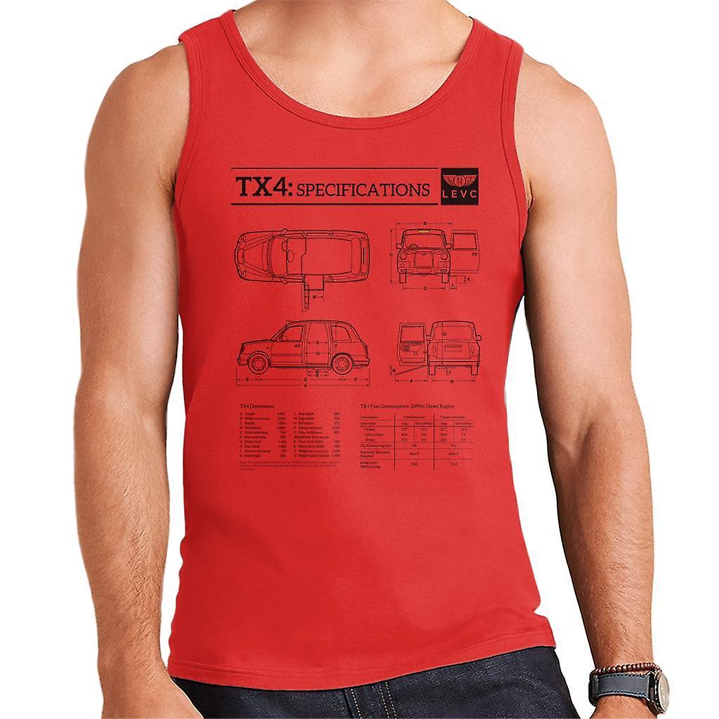 London Taxi Company TX4 Specifications Blueprint Men's Vest Red Medium