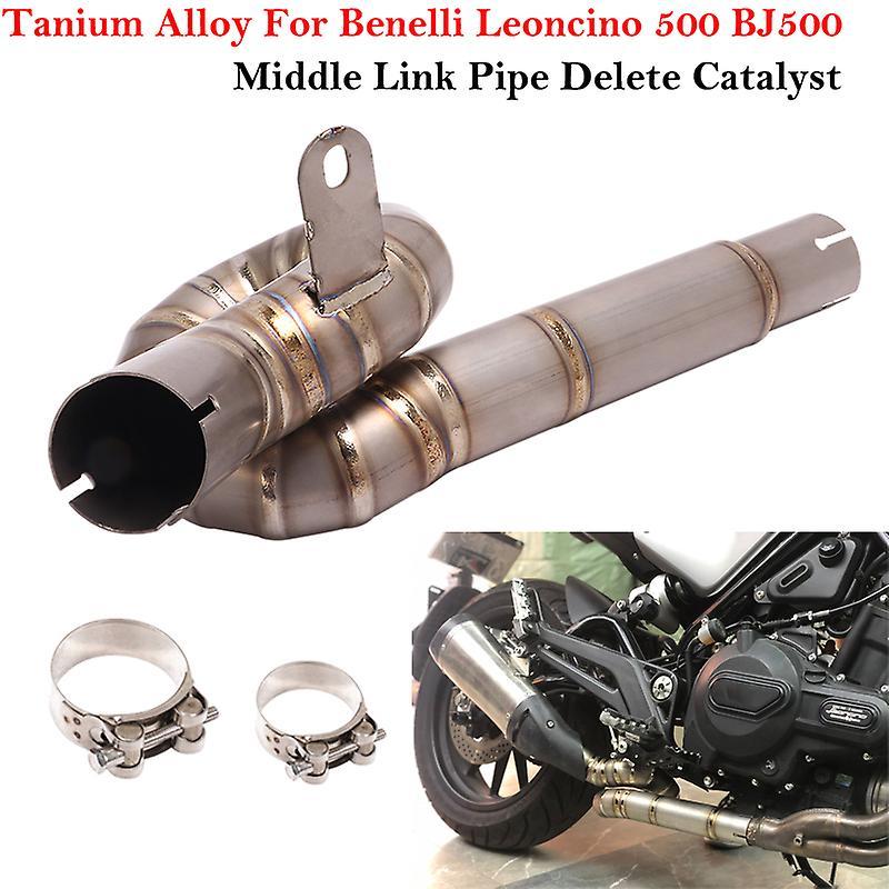 Muggys Titanium Alloy For Benelli Leoncino 500 Bj500 Motorcycle Exhaust Escape Muffler System Modify Middle Link Pipe Delete Catalyst