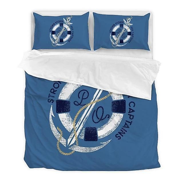 Slowmoose Nautical Style Bedding Sets - Duvet Cover, Flat Sheet King Queen Size Bed Linen 2shams50x75cm / Sham