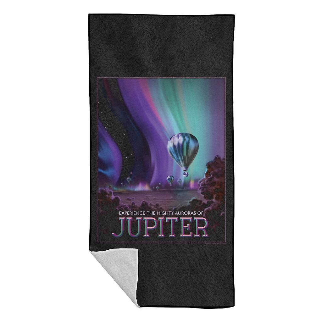 NASA Auroras Of Jupiter Interplanetary Travel Poster Beach Towel Black 70 x 140cm