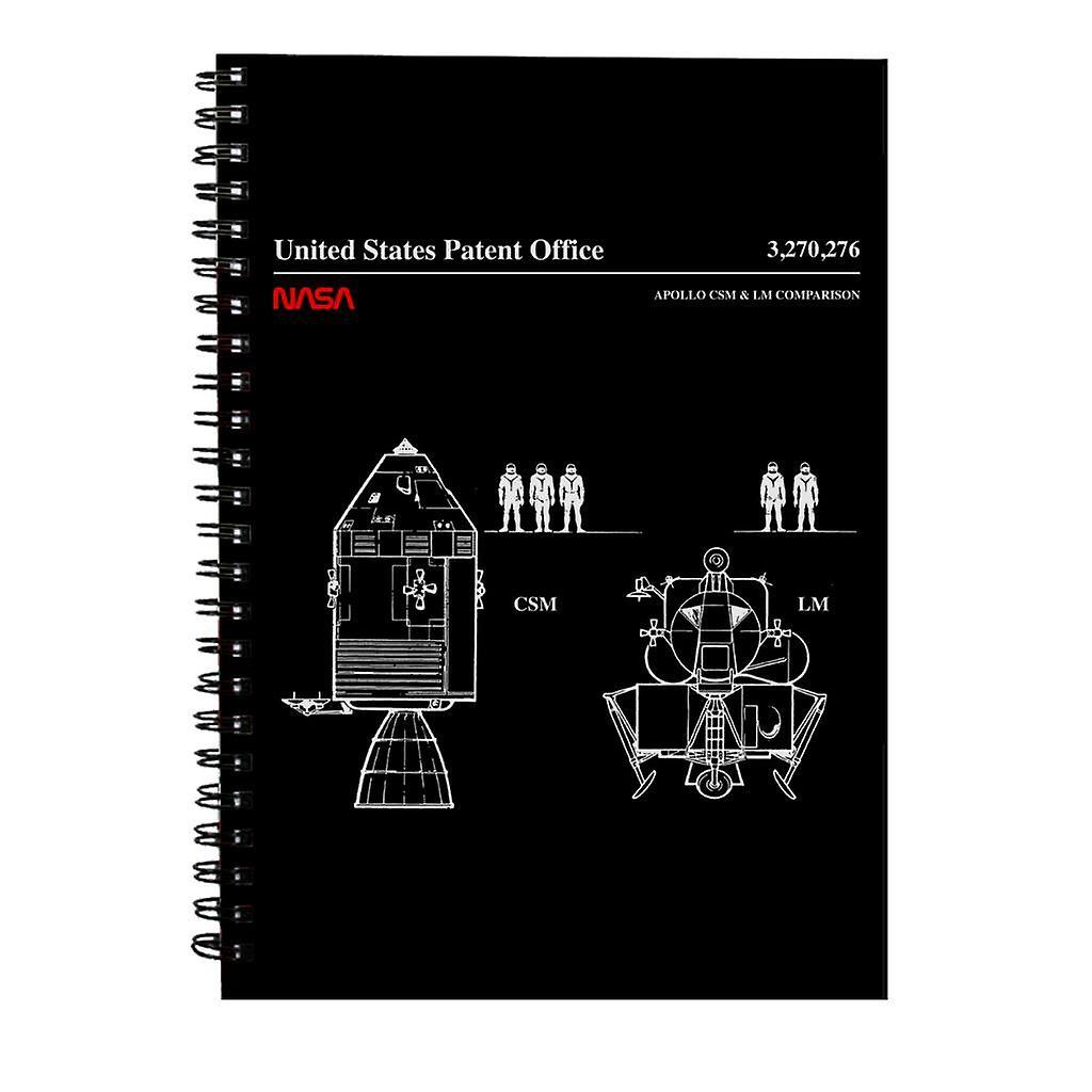 NASA Apollo CSM And LM Blueprint Spiral Notebook Black 15 x 21 cm