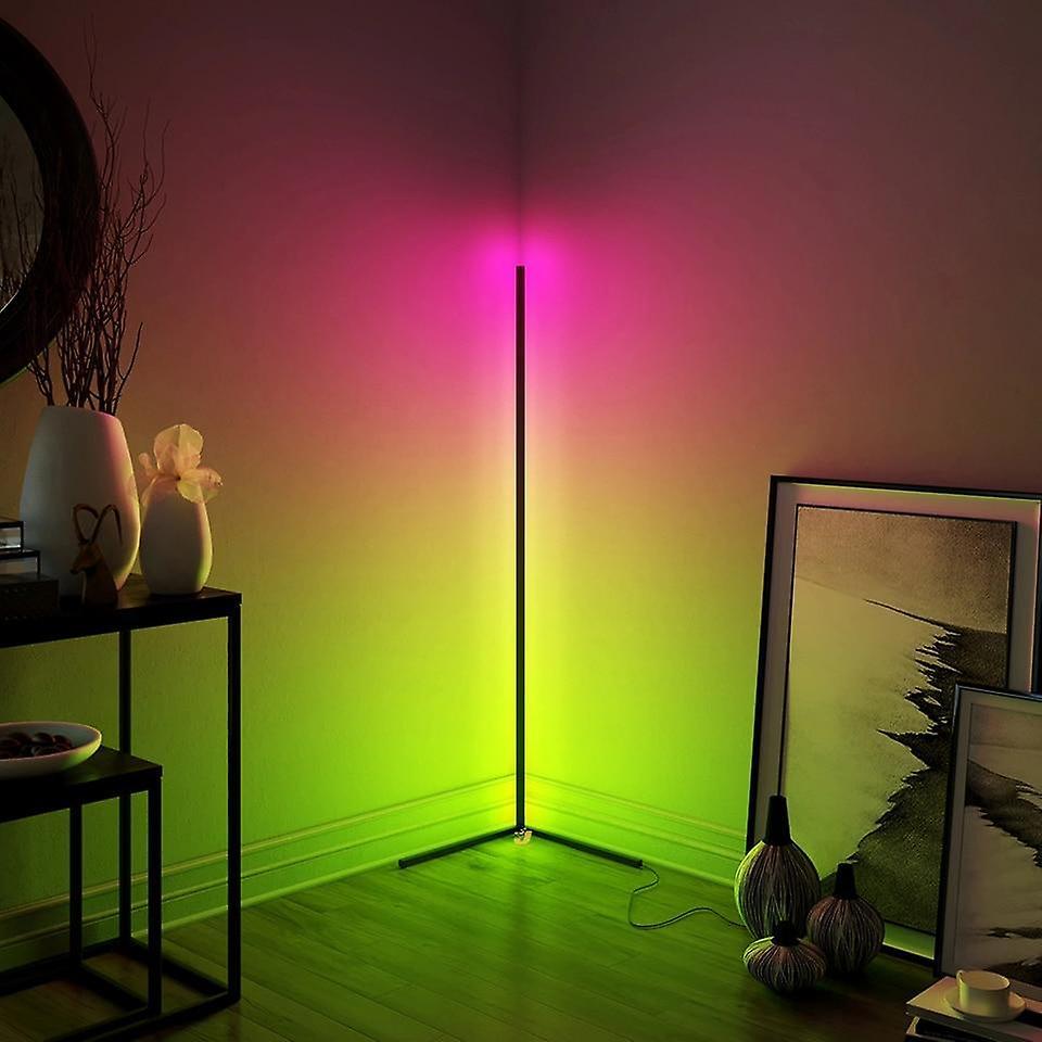 Slowmoose Led Minimal Corner Floor Lamp For Living Room Black Table lamp RGB With Remote