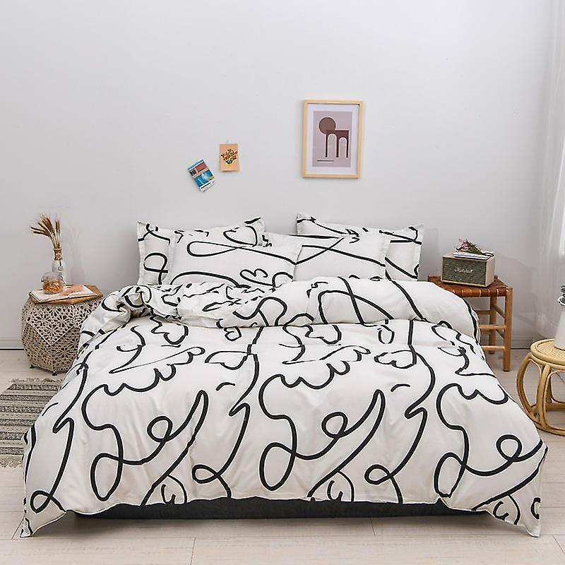 Slowmoose Pastoral Style Nature Plant Flower Print Bedding Sheet HS-YXP Queen 4pcs / Flat Bed Sheet