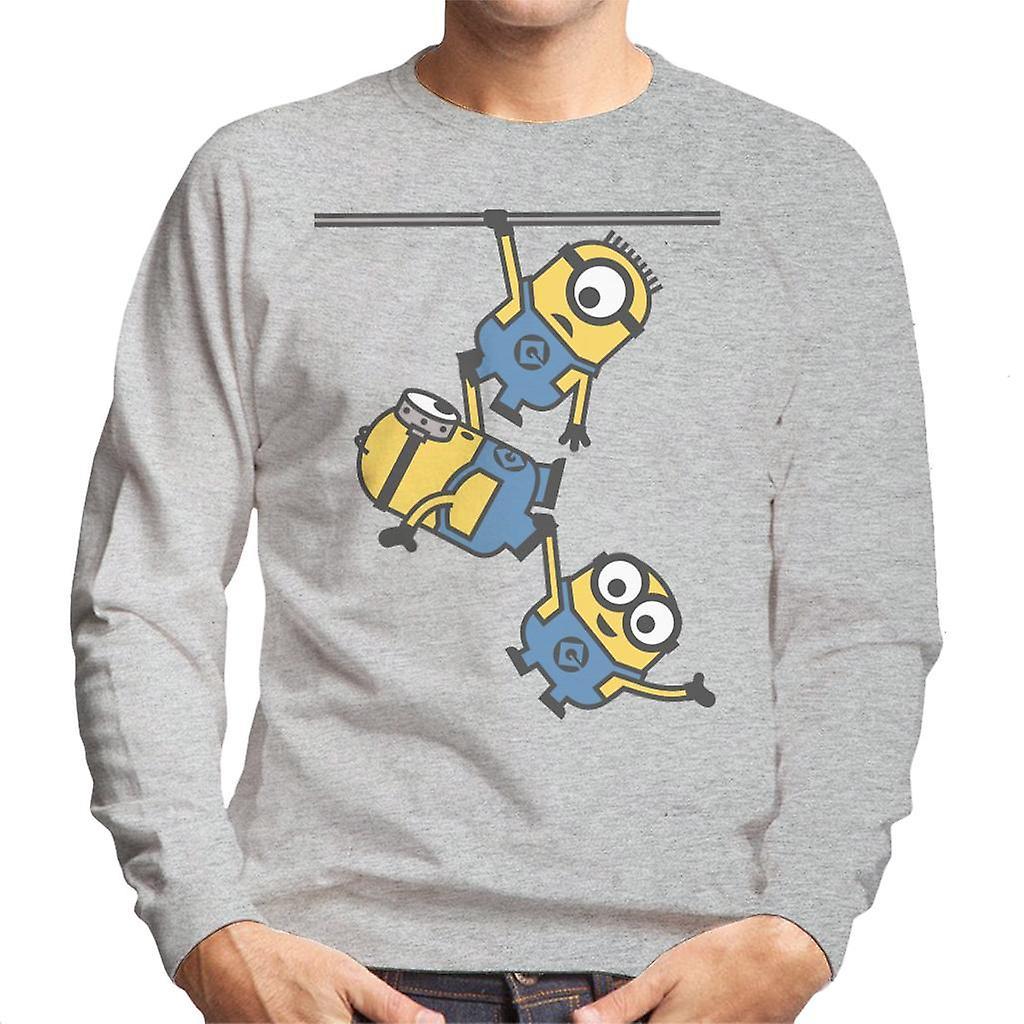 Despicable Me Bob Stuart And Dave The Minions Hanging Men's Sweatshirt Heather Grey Large