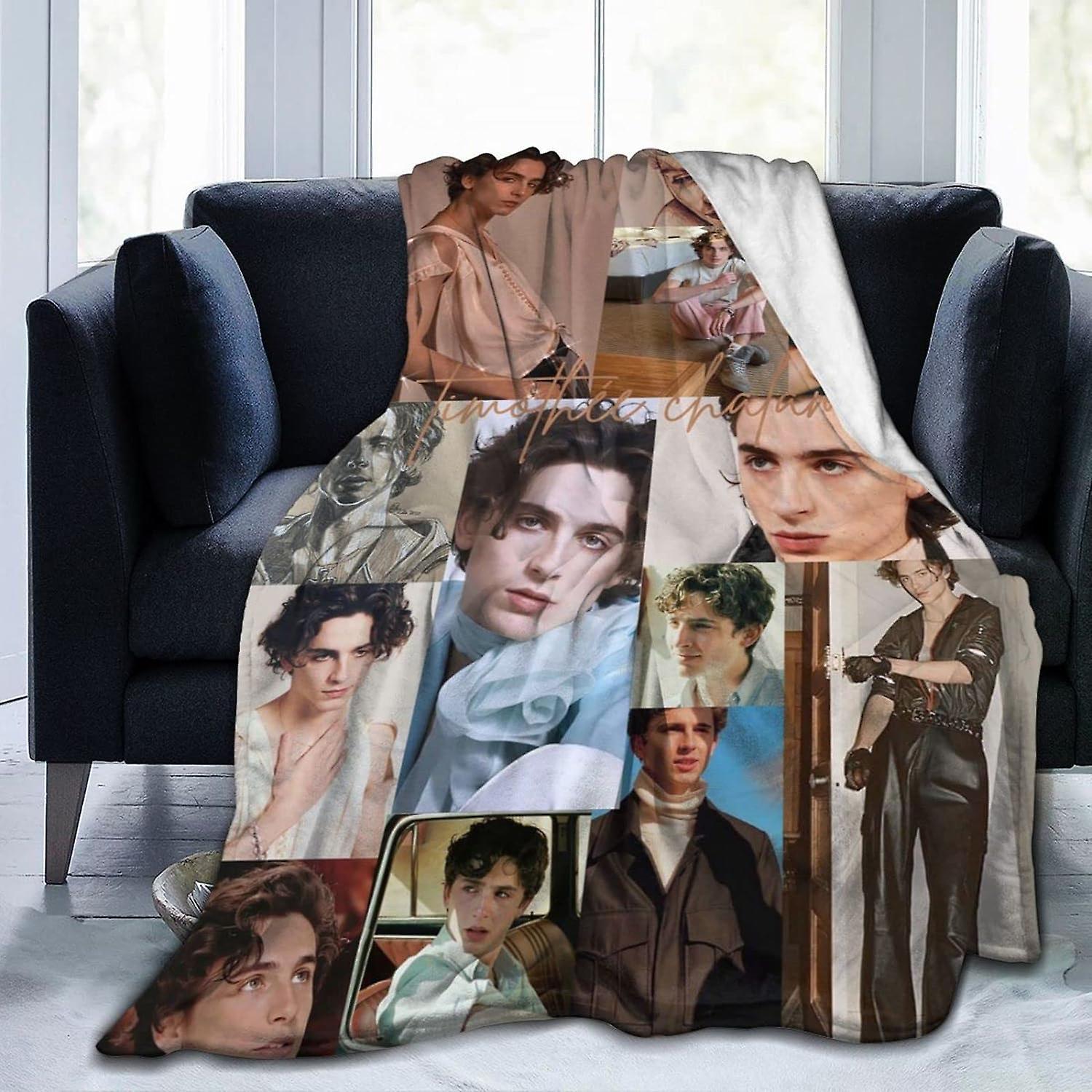 Kerota Timothee Chalamet Throw Blanket Flannel Blanket, Microfiber Fleece Blanket, Anti-Pilling Plush Blanket for Couch, Bed, Sofa 50x40in 125x100cm