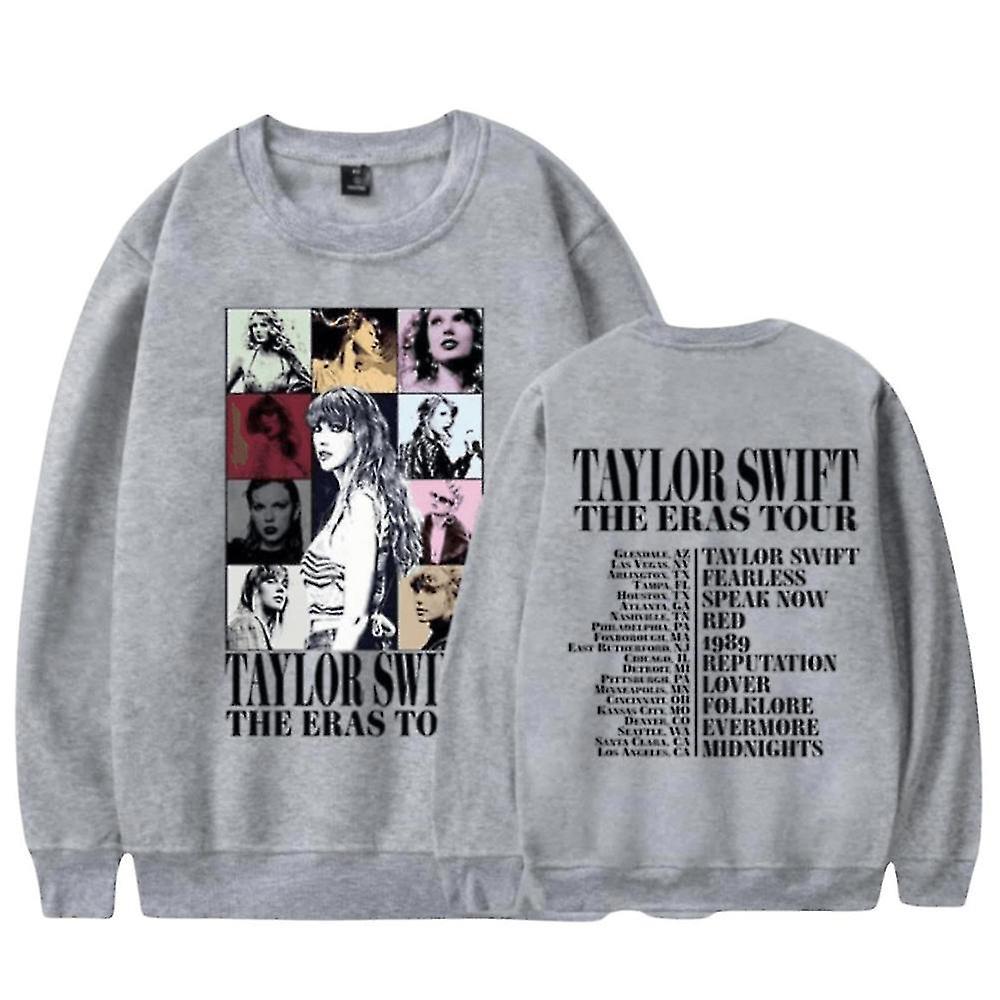 Syhmy Men's Women's Taylor Swift The Eras Tour Sweatshirt Printed Fashion Long Sleeve Crew Neck Casual Loose Pullover Fan Gift grey M