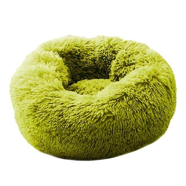 Slowmoose Washable Soft Winter Plush Round Shape Sleeping Bed / Cushion For Pets Light Green S 50CM