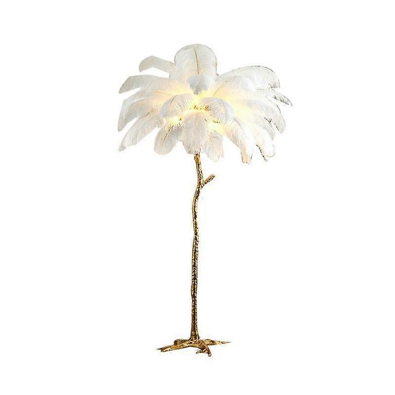 Woyaz Elegant Ostrich Feather LED Floor Lamp - Nordic Style Living Room Bedroom Decorative Lighting fL Warm Light