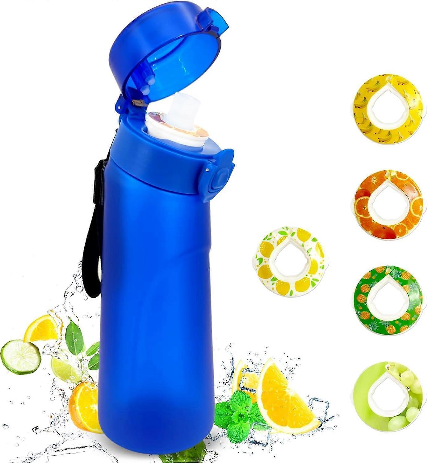 Aiducho Air Water Bottle With 5 Flavor Pods, 750ml Sports Air Water Bottle With Straw, Leak Proof Drinking Bottles Fruit Fragrance Water Cup for Ou...