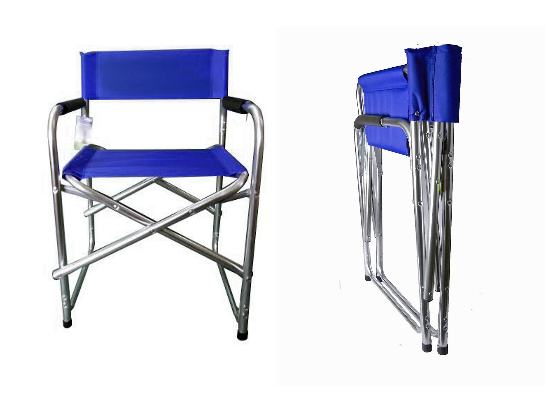 Hyfive Blue Aluminium Directors Folding Chair With Arm Rest Camping Chair Fishing Chair Garden Chair